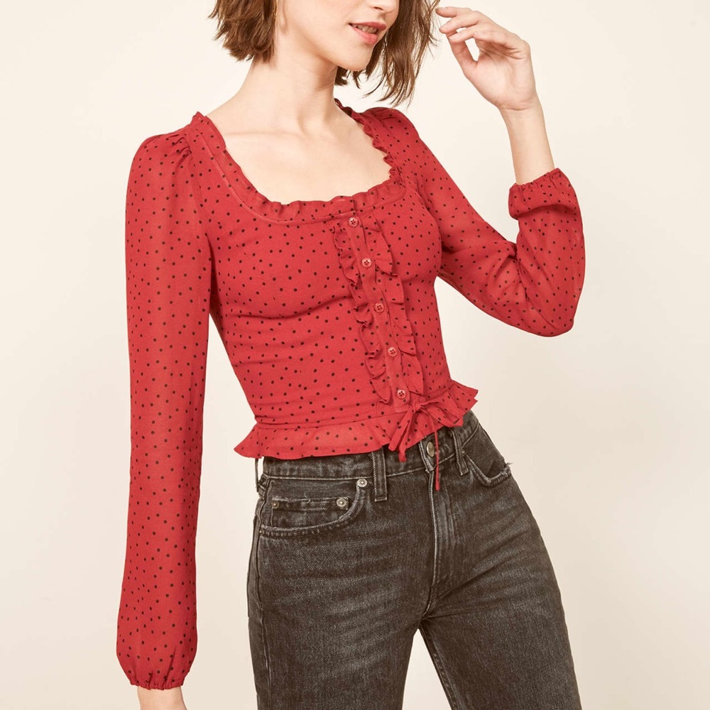NWT - Reformation - Italia Top - Flamenco- Size 0